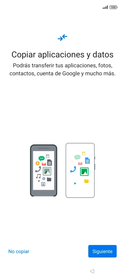 Pulsa No copiar y sigue las indicaciones de la pantalla para finalizar la activación del teléfono.
