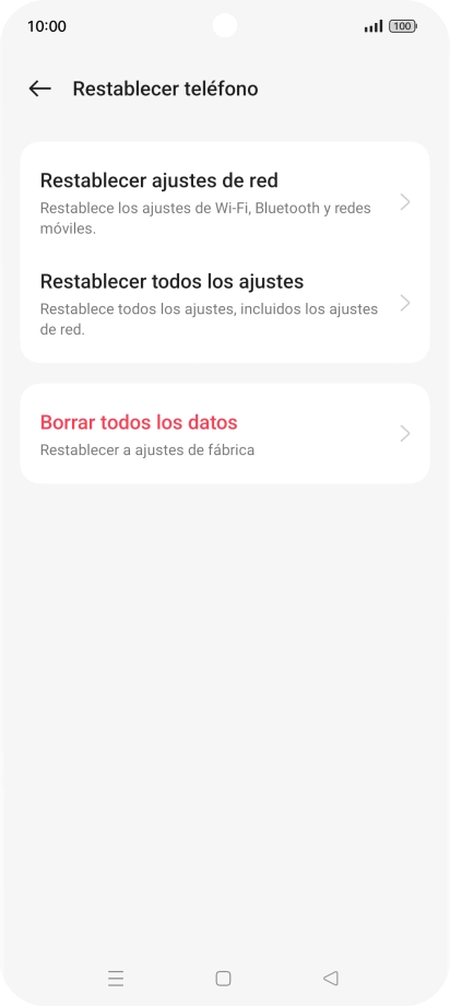 Pulsa Restablecer ajustes de red.