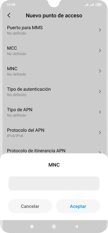 Introduce 01 y pulsa Aceptar.