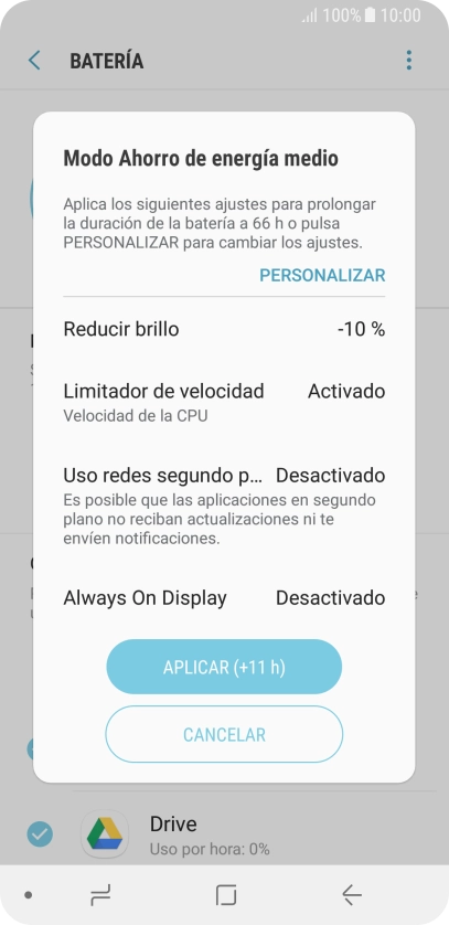Pulsa APLICAR para activar la función.