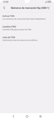 Pulsa Activar FDN para activar la marcación fija.