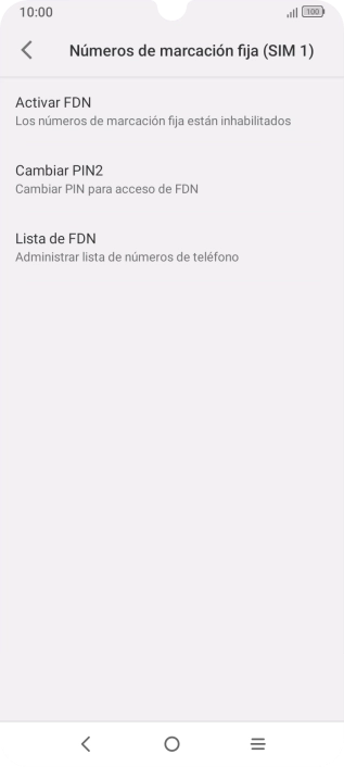 Pulsa Activar FDN para activar la marcación fija.
