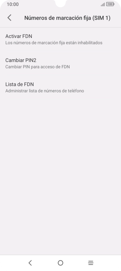 Pulsa Activar FDN para activar la marcación fija.