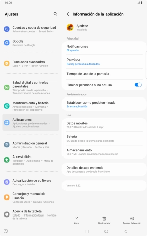 Pulsa Almacenamiento.