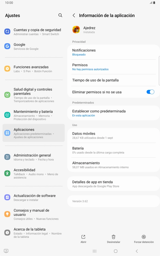 Pulsa Almacenamiento.