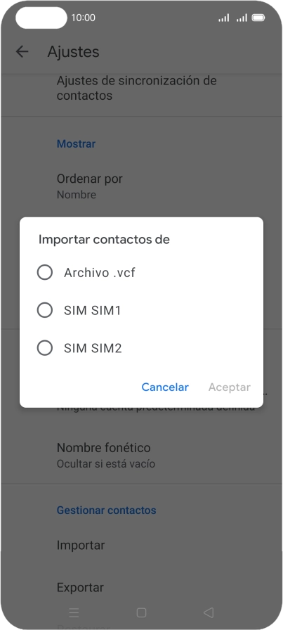 Pulsa la tarjeta SIM deseada.