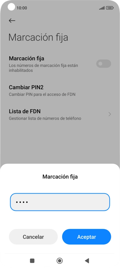 Introduce el código PIN2 y pulsa Aceptar.