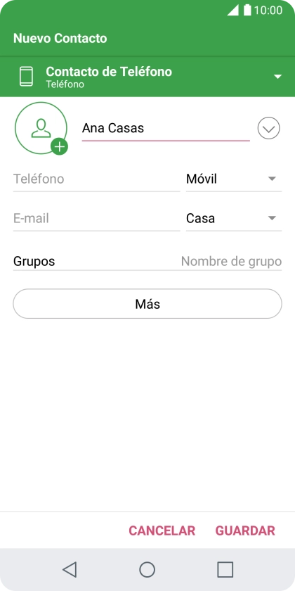 Pulsa Teléfono e introduce el número de teléfono deseado.