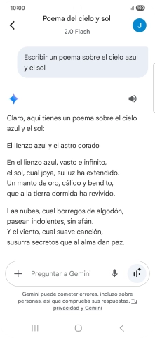 A Gemini le puedes pedir que genere un texto a partir de una descripción tuya.