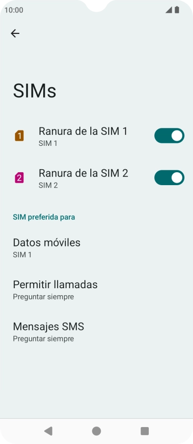 Pulsa el indicador junto a la tarjeta SIM deseada para activar o desactivar su uso.