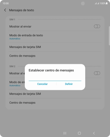Introduce +34607003110 y pulsa Definir.