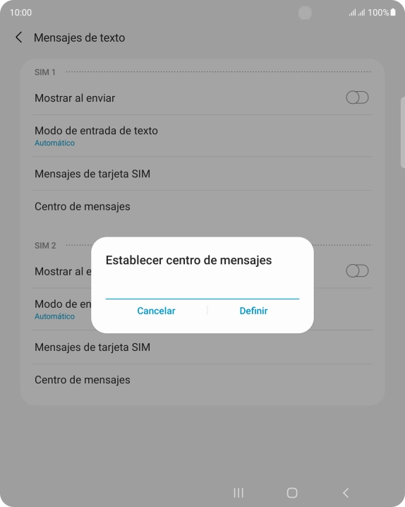 Introduce +34607003110 y pulsa Definir.