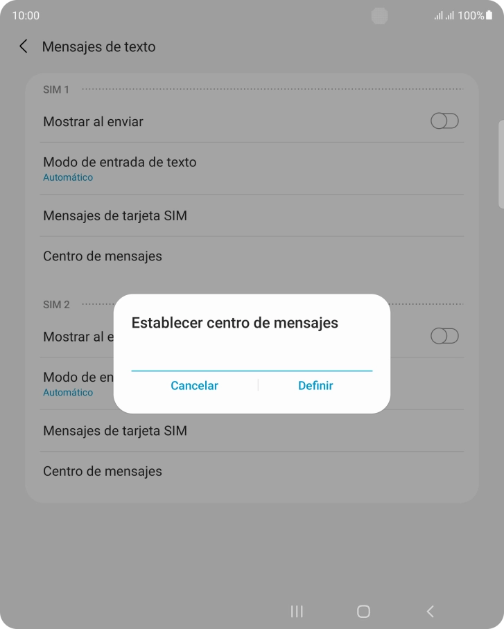Introduce +34607003110 y pulsa Definir.