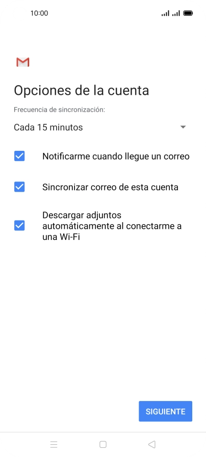Si aparece en la pantalla esta imagen, tu cuenta de correo electrónico ha sido reconocida y configurada automáticamente. Sigue las indicaciones de la pantalla para introducir más información y terminar la configuración. Si aparece en la pantalla esta imagen, tu cuenta de correo electrónico ha sido reconocida y configurada automáticamente. Sigue las indicaciones de la pantalla para introducir más información y terminar la configuración.