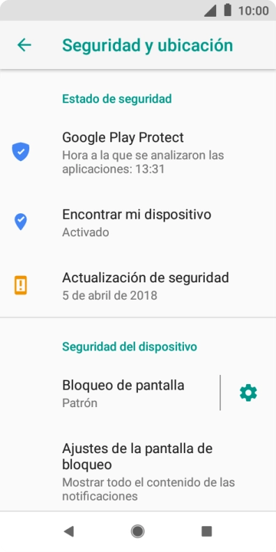 Pulsa Bloqueo de pantalla e introduce el código de seguridad actual. Pulsa Bloqueo de pantalla e introduce el código de seguridad actual.