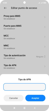 Introduce default y pulsa Aceptar.