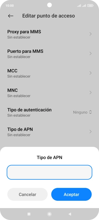 Introduce default y pulsa Aceptar.
