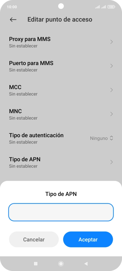 Introduce default y pulsa Aceptar.
