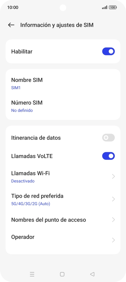 Pulsa Tipo de red preferida.