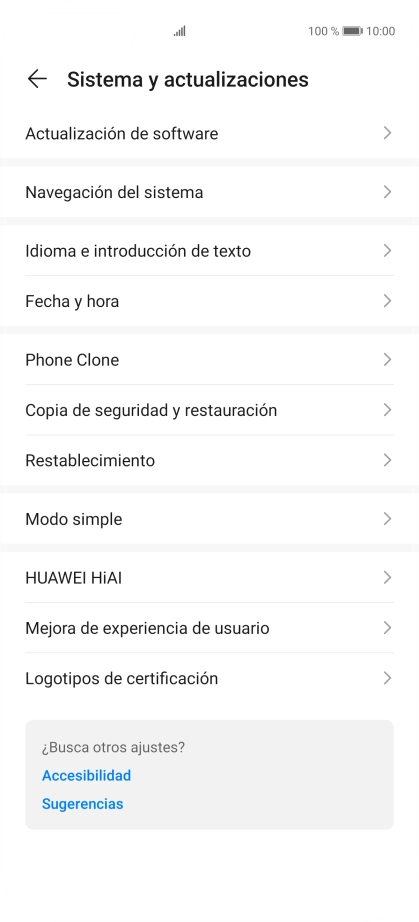 Pulsa Actualización de software. Si hay una versión de software nueva disponible, aparecerá ahora en la pantalla. Sigue las indicaciones de la pantalla para actualizar el software del teléfono.