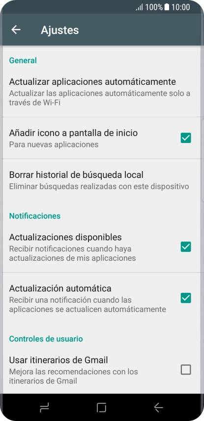 Pulsa Actualizar aplicaciones automáticamente.