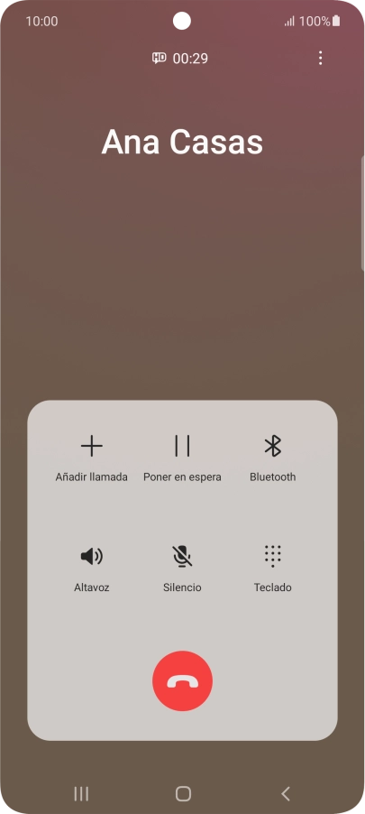 Pulsa el icono de finalizar llamada.