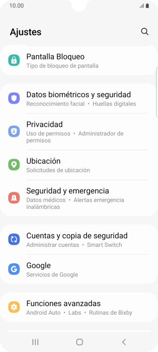 Pulsa Cuentas y copia de seguridad.