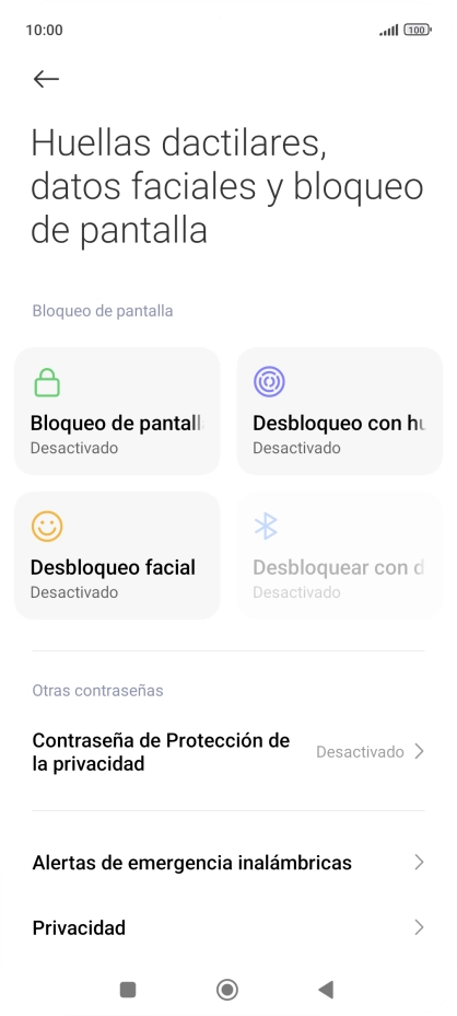 Pulsa Desbloqueo con huella dactilar.