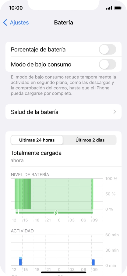 Pulsa Salud de la batería.