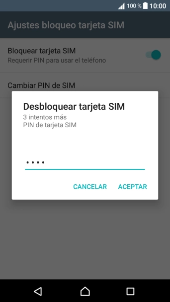 Introduce tu código PIN y pulsa ACEPTAR.