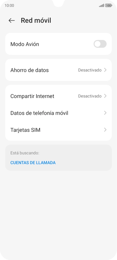 Pulsa Datos de telefonía móvil.