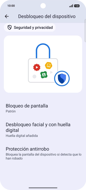 Pulsa Bloqueo de pantalla  e introduce el código de seguridad extra que has creado anteriormente.