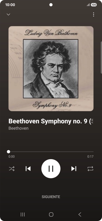 Pulsa la flecha hacia la derecha para ir al archivo de música siguiente.