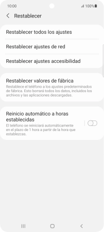 Pulsa Restablecer valores de fábrica.