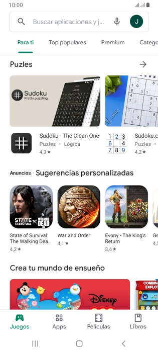 Pulsa en el campo de búsqueda.