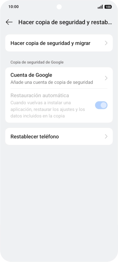 Pulsa Restablecer teléfono.