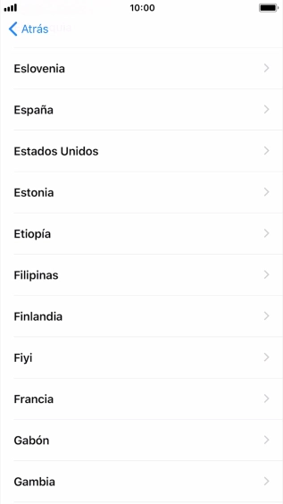 Pulsa el país o el área deseados.