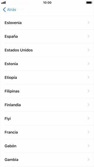 Pulsa el país o el área deseados.