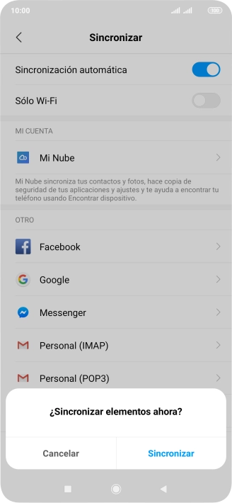 Si activas la función, pulsa Sincronizar. Si activas la función, pulsa Sincronizar.