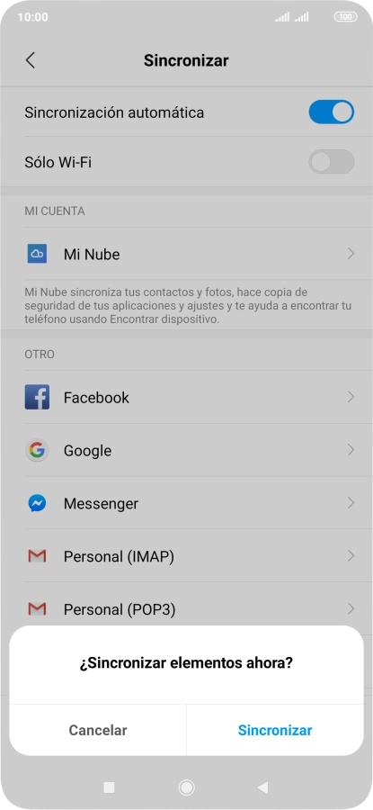 Si activas la función, pulsa Sincronizar. Si activas la función, pulsa Sincronizar.