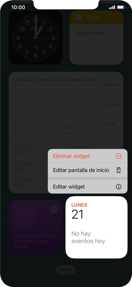 Pulsa Eliminar widget.