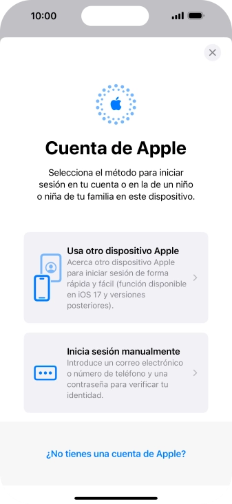 Pulsa Inicia sesión manualmente.