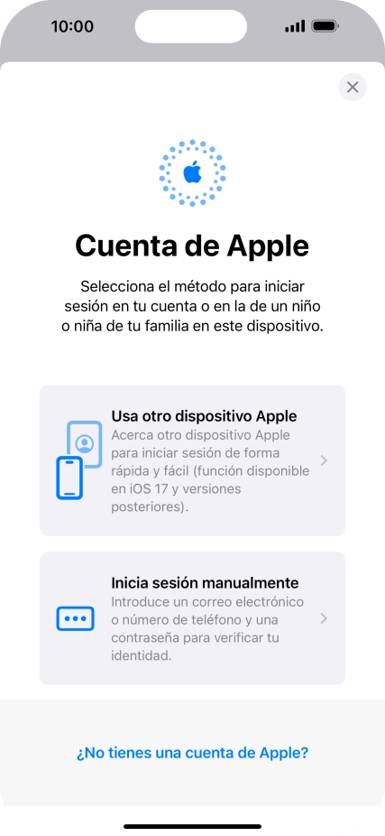 Pulsa Inicia sesión manualmente.