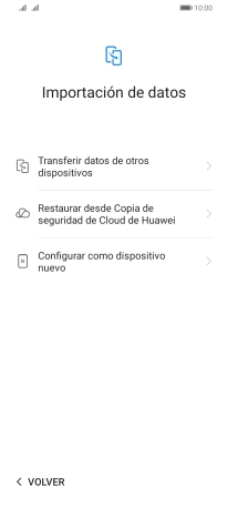 Puedes transferir el contenido de otro teléfono cuando activas tu teléfono por primera vez y cuando lo has restablecido. Cuando aparezca en la pantalla del teléfono esta imagen, ya está listo para la transmisión del contenido del otro teléfono.