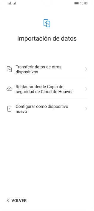 Puedes transferir el contenido de otro teléfono cuando activas tu teléfono por primera vez y cuando lo has restablecido. Cuando aparezca en la pantalla del teléfono esta imagen, ya está listo para la transmisión del contenido del otro teléfono.