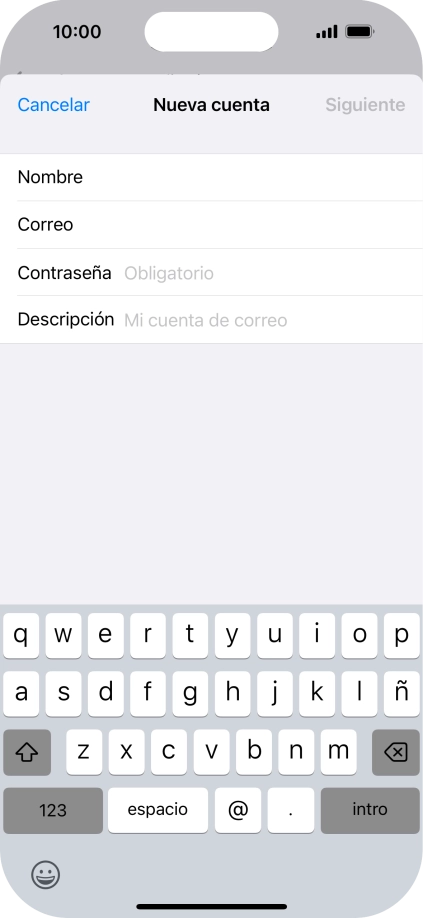 Pulsa Contraseña e introduce la contraseña de tu cuenta de correo electrónico.