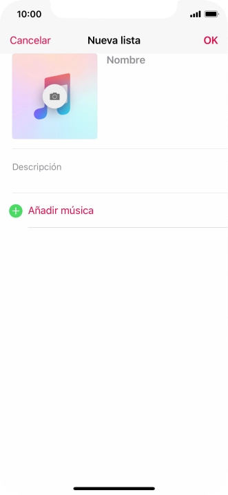 Pulsa en el campo de escritura e introduce el nombre de la lista de reproducción.