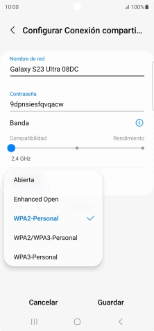 Pulsa WPA3-Personal para proteger la conexión wifi con una contraseña.