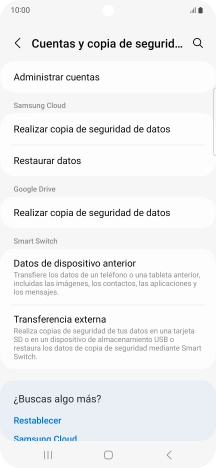 Pulsa Administrar cuentas.