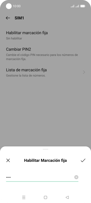Introduce el código PIN2 y pulsa el icono de aceptar.